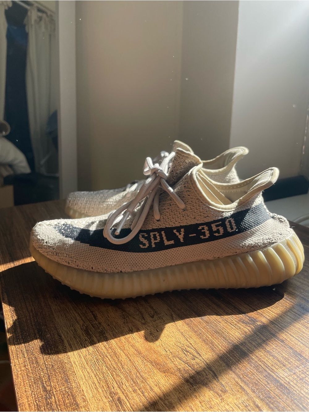 Yeezy SPLY-350 Beige with Black Stripe Sneakers